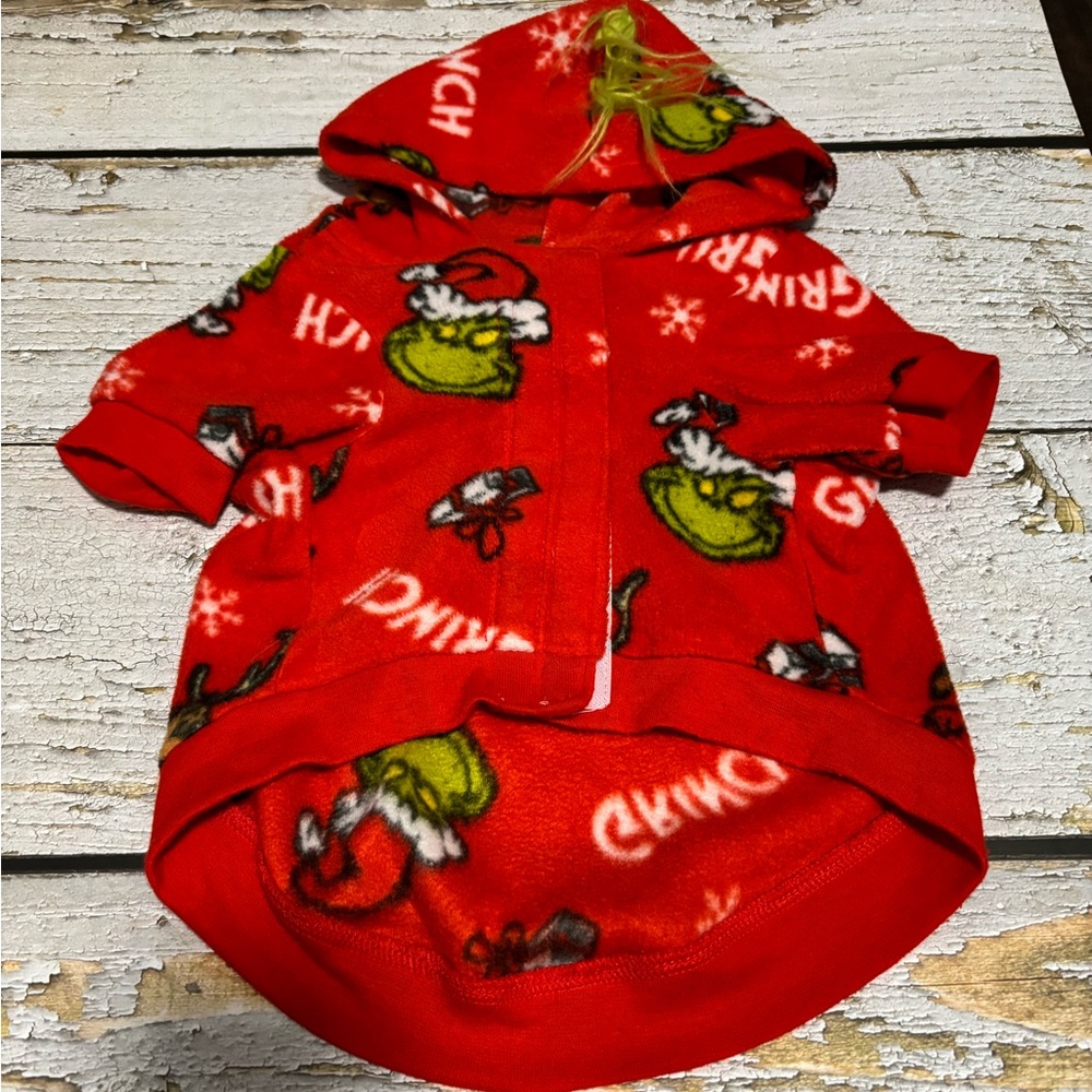 Dr. Seuss Red Grinch Fleece Dog Hoodie Medium